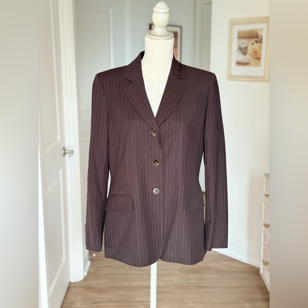 Evan Picone Chocolate Pinstripe Blazer